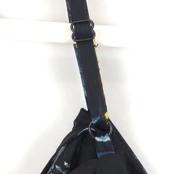 By & By Dress Faux Wrap Women 9 Black Floral High-Low Lined Cold Shoulder Belted - Picture 11 of 13